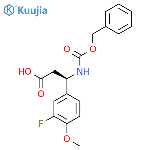 (3R)-3-{(benzyloxy)carbonylamino}-3-(3-fluoro-4-methoxyphenyl)propanoic acid structure