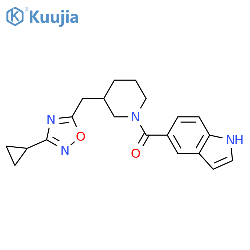 5-{3-[(3-cyclopropyl-1,2,4-oxadiazol-5-yl)methyl]piperidine-1-carbonyl}-1H-indole structure
