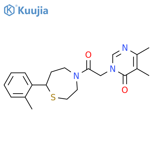 5,6-dimethyl-3-{2-[7-(2-methylphenyl)-1,4-thiazepan-4-yl]-2-oxoethyl}-3,4-dihydropyrimidin-4-one structure