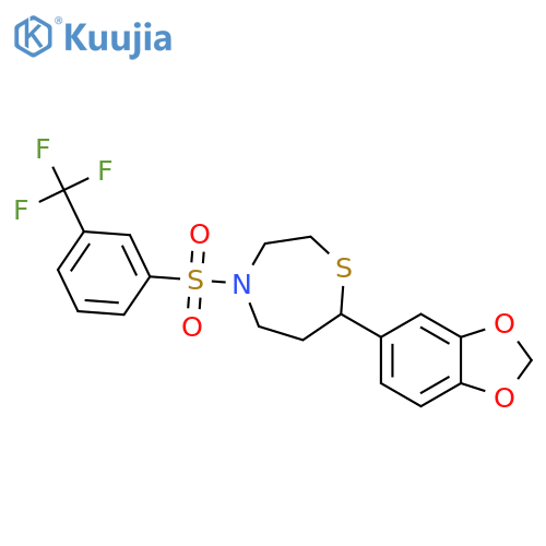 7-(2H-1,3-benzodioxol-5-yl)-4-[3-(trifluoromethyl)benzenesulfonyl]-1,4-thiazepane structure