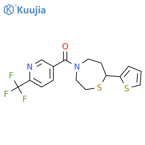 7-(thiophen-2-yl)-4-[6-(trifluoromethyl)pyridine-3-carbonyl]-1,4-thiazepane structure