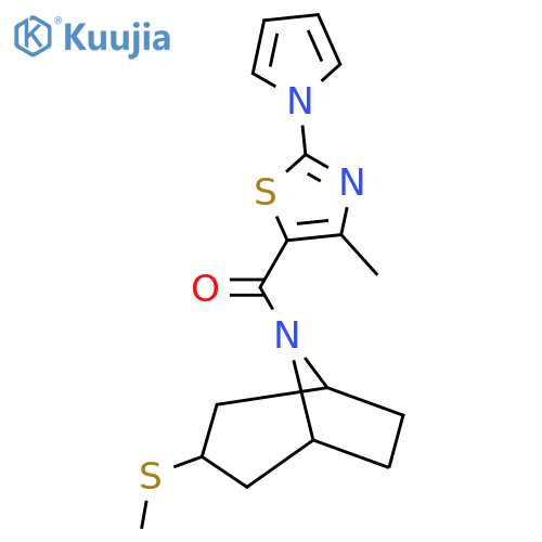 8-4-methyl-2-(1H-pyrrol-1-yl)-1,3-thiazole-5-carbonyl-3-(methylsulfanyl)-8-azabicyclo3.2.1octane structure
