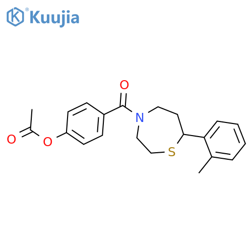 4-[7-(2-methylphenyl)-1,4-thiazepane-4-carbonyl]phenyl acetate structure