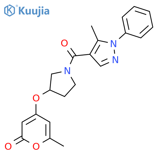 6-methyl-4-{[1-(5-methyl-1-phenyl-1H-pyrazole-4-carbonyl)pyrrolidin-3-yl]oxy}-2H-pyran-2-one structure