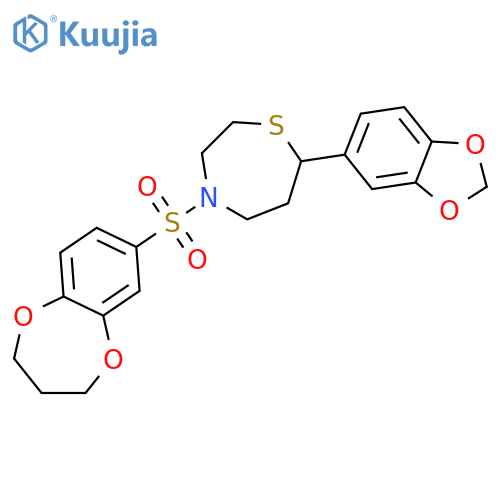 7-(2H-1,3-benzodioxol-5-yl)-4-(3,4-dihydro-2H-1,5-benzodioxepine-7-sulfonyl)-1,4-thiazepane structure