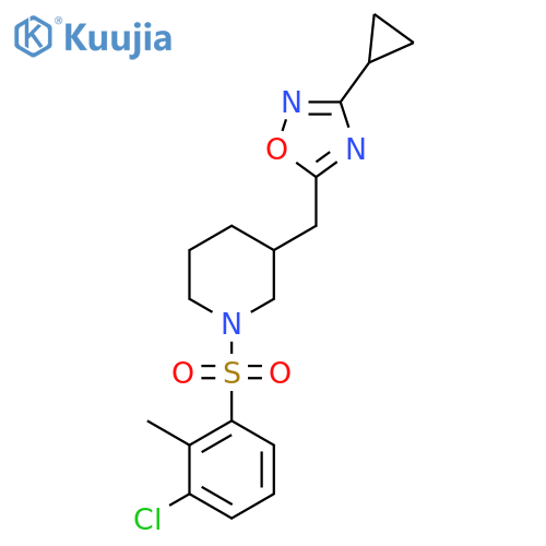 1-(3-chloro-2-methylbenzenesulfonyl)-3-[(3-cyclopropyl-1,2,4-oxadiazol-5-yl)methyl]piperidine structure