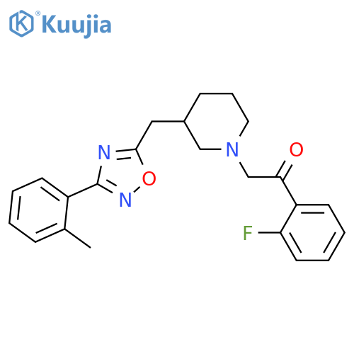 2-(2-fluorophenyl)-1-(3-{[3-(2-methylphenyl)-1,2,4-oxadiazol-5-yl]methyl}piperidin-1-yl)ethan-1-one structure