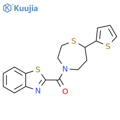 2-[7-(thiophen-2-yl)-1,4-thiazepane-4-carbonyl]-1,3-benzothiazole structure