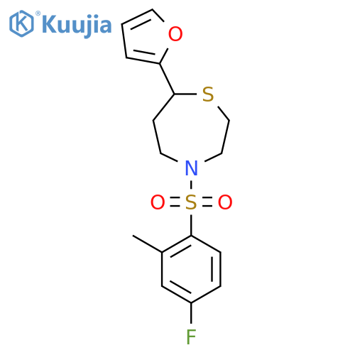 4-(4-fluoro-2-methylbenzenesulfonyl)-7-(furan-2-yl)-1,4-thiazepane structure