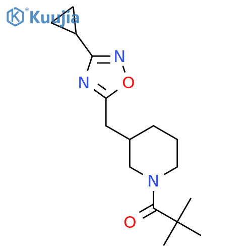 1-{3-[(3-cyclopropyl-1,2,4-oxadiazol-5-yl)methyl]piperidin-1-yl}-2,2-dimethylpropan-1-one structure