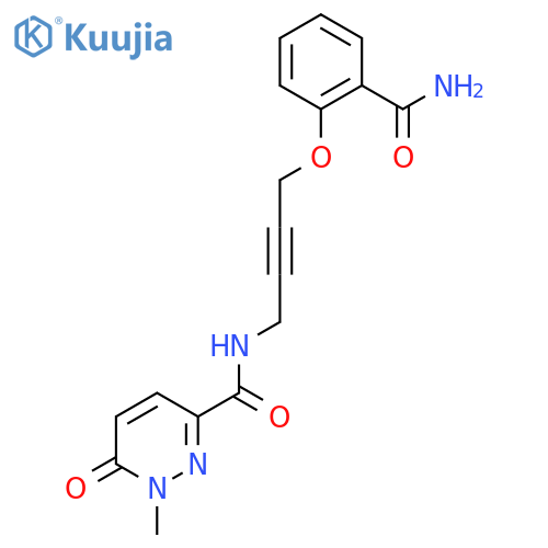 N-4-(2-carbamoylphenoxy)but-2-yn-1-yl-1-methyl-6-oxo-1,6-dihydropyridazine-3-carboxamide structure