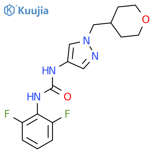 1-(2,6-difluorophenyl)-3-(1-((tetrahydro-2H-pyran-4-yl)methyl)-1H-pyrazol-4-yl)urea structure