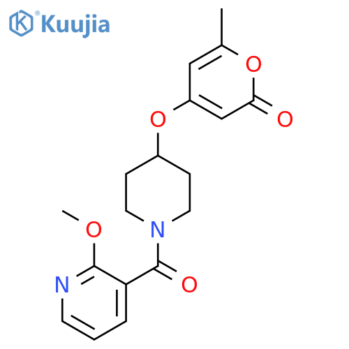 4-((1-(2-methoxynicotinoyl)piperidin-4-yl)oxy)-6-methyl-2H-pyran-2-one structure