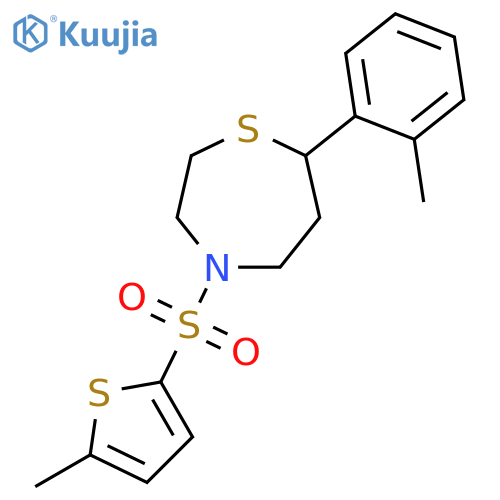 7-(2-methylphenyl)-4-[(5-methylthiophen-2-yl)sulfonyl]-1,4-thiazepane structure