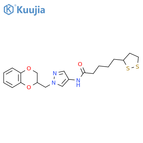 N-[1-[(2,3-Dihydro-1,4-benzodioxin-2-yl)methyl]-1H-pyrazol-4-yl]-1,2-dithiolane-3-pentanamide structure