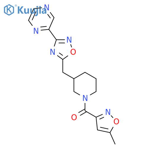 2-(5-{[1-(5-methyl-1,2-oxazole-3-carbonyl)piperidin-3-yl]methyl}-1,2,4-oxadiazol-3-yl)pyrazine structure