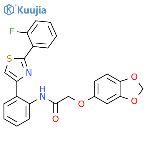 2-(1,3-Benzodioxol-5-yloxy)-N-[2-[2-(2-fluorophenyl)-4-thiazolyl]phenyl]acetamide structure