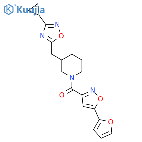 3-[(3-cyclopropyl-1,2,4-oxadiazol-5-yl)methyl]-1-[5-(furan-2-yl)-1,2-oxazole-3-carbonyl]piperidine structure