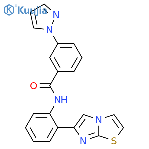 N-(2-(imidazo[2,1-b]thiazol-6-yl)phenyl)-3-(1H-pyrazol-1-yl)benzamide structure