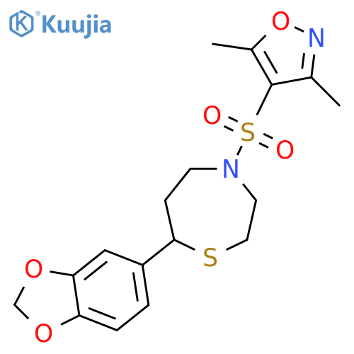 7-(2H-1,3-benzodioxol-5-yl)-4-[(3,5-dimethyl-1,2-oxazol-4-yl)sulfonyl]-1,4-thiazepane structure