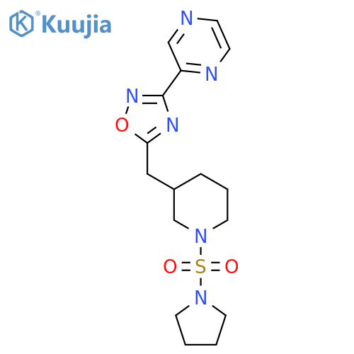 2-(5-{[1-(pyrrolidine-1-sulfonyl)piperidin-3-yl]methyl}-1,2,4-oxadiazol-3-yl)pyrazine structure