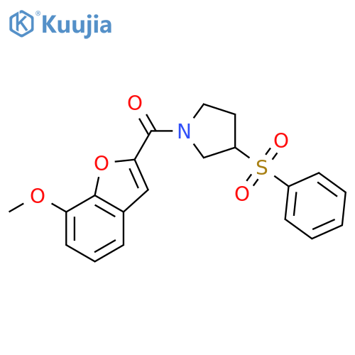 3-(benzenesulfonyl)-1-(7-methoxy-1-benzofuran-2-carbonyl)pyrrolidine structure