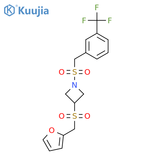 3-(furan-2-yl)methanesulfonyl-1-{3-(trifluoromethyl)phenylmethanesulfonyl}azetidine structure