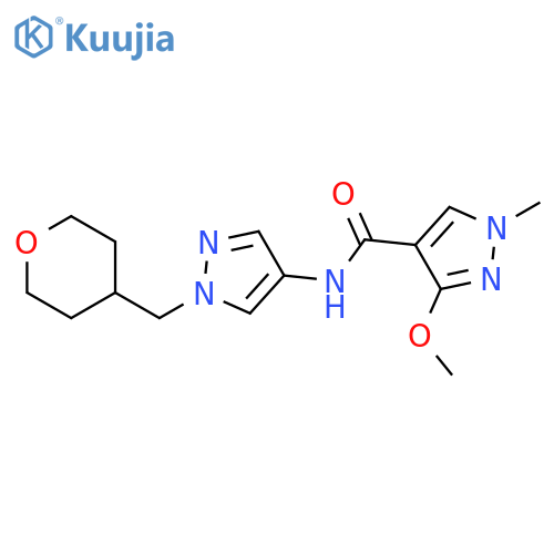 3-methoxy-1-methyl-N-[1-(oxan-4-ylmethyl)pyrazol-4-yl]pyrazole-4-carboxamide structure