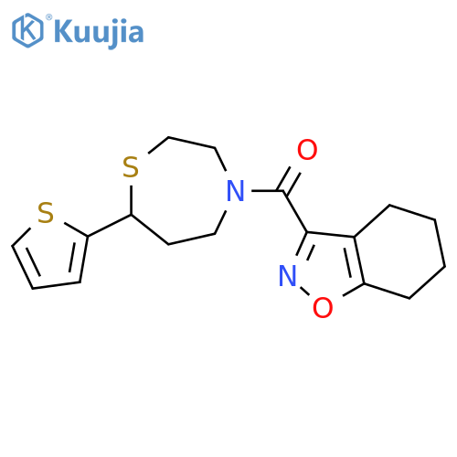 3-[7-(thiophen-2-yl)-1,4-thiazepane-4-carbonyl]-4,5,6,7-tetrahydro-1,2-benzoxazole structure