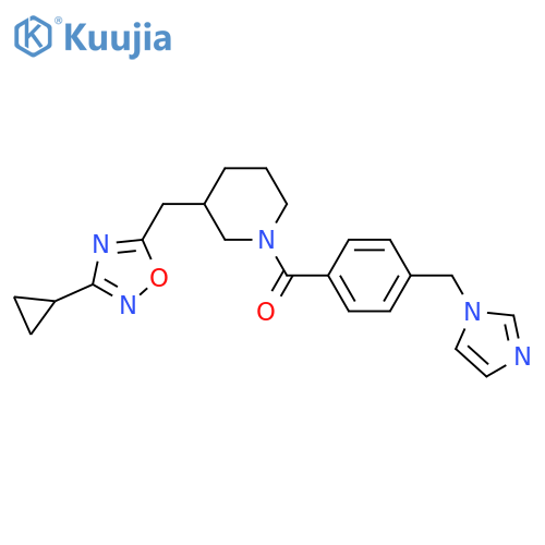 3-[(3-cyclopropyl-1,2,4-oxadiazol-5-yl)methyl]-1-{4-[(1H-imidazol-1-yl)methyl]benzoyl}piperidine structure