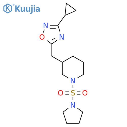 3-[(3-cyclopropyl-1,2,4-oxadiazol-5-yl)methyl]-1-(pyrrolidine-1-sulfonyl)piperidine structure