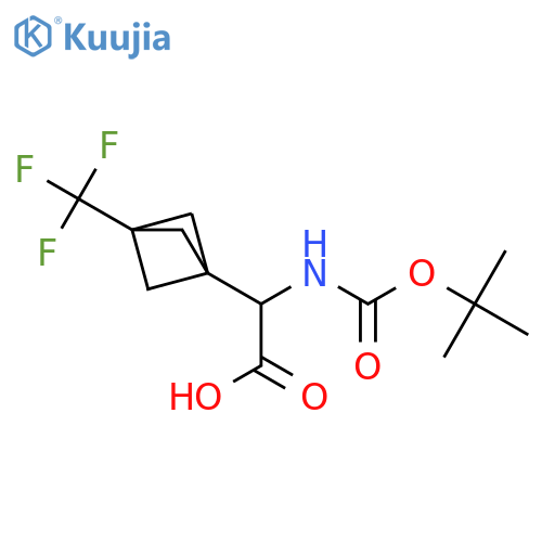 2-{[(tert-butoxy)carbonyl]amino}-2-[3-(trifluoromethyl)bicyclo[1.1.1]pentan-1-yl]acetic acid structure
