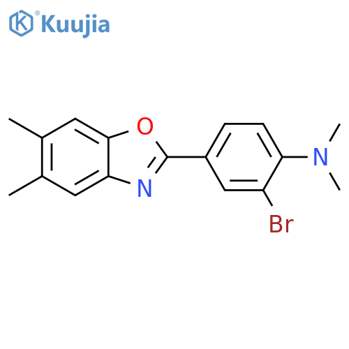 [2-Bromo-4-(5,6-dimethyl-benzooxazol-2-yl)-phenyl]-dimethyl-amine structure
