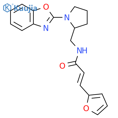 (2E)-N-{1-(1,3-benzoxazol-2-yl)pyrrolidin-2-ylmethyl}-3-(furan-2-yl)prop-2-enamide structure