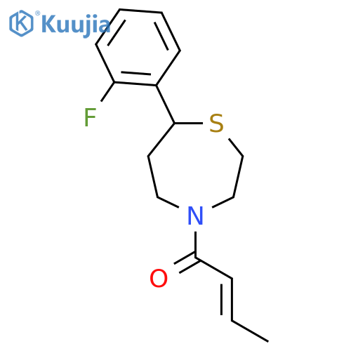 (2E)-1-[7-(2-fluorophenyl)-1,4-thiazepan-4-yl]but-2-en-1-one structure