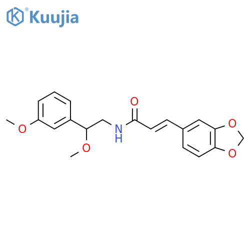 (E)-3-(benzo[d][1,3]dioxol-5-yl)-N-(2-methoxy-2-(3-methoxyphenyl)ethyl)acrylamide structure