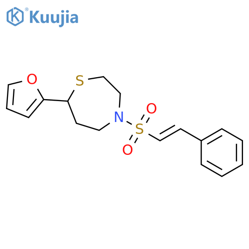 7-(furan-2-yl)-4-[(E)-2-phenylethenyl]sulfonyl-1,4-thiazepane structure