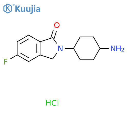 2-[(1R*,4R*)-4-Aminocyclohexyl]-5-fluoroisoindolin-1-one hydrochloride structure