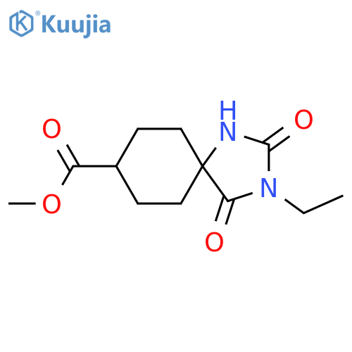 3-Ethyl-2,4-dioxo-1,3-diaza-spiro[4.5]decane-8-carboxylic acid methyl ester structure
