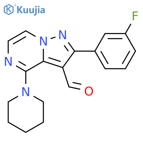 2-(3-Fluoro-phenyl)-4-piperidin-1-yl-pyrazolo[1,5-a]pyrazine-3-carbaldehyde structure