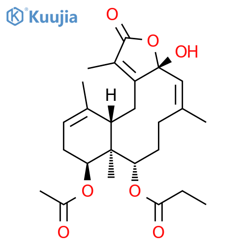 Benzo[4,5]cyclodeca[1,2-b]furan-2(3aH)-one, 9-(acetyloxy)-6,7,8,8a,9,10,12a,13-octahydro-3a-hydroxy-1,5,8a,12-tetramethyl-8-(1-oxopropoxy)-, (3aR*,4Z,8S*,8aS*,9S*,12aS*)- (9CI) structure