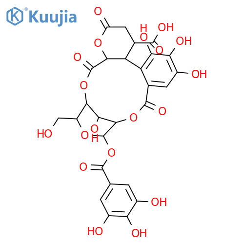 β-D-Glucopyranose, cyclic 2,4-ester with 3-(6-carboxy-2,3,4-trihydroxyphenyl)tetrahydro-6-oxo-2H-pyran-2,4-dicarboxylic acid, 1-(3,4,5-trihydroxybenzoate) structure