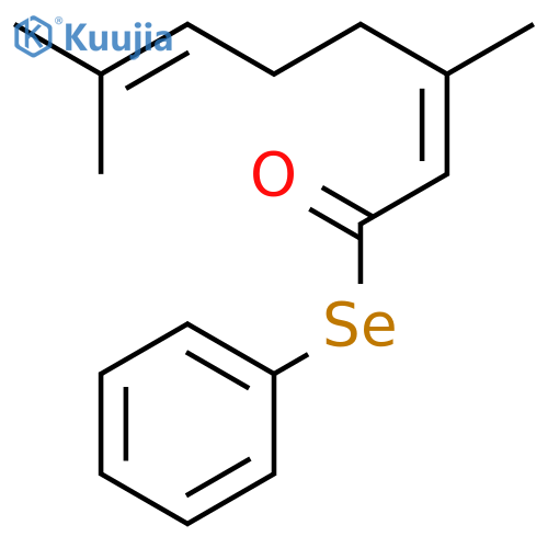 2,6-Octadieneselenoic acid, 3,7-dimethyl-, Se-phenyl ester, (2E)- structure