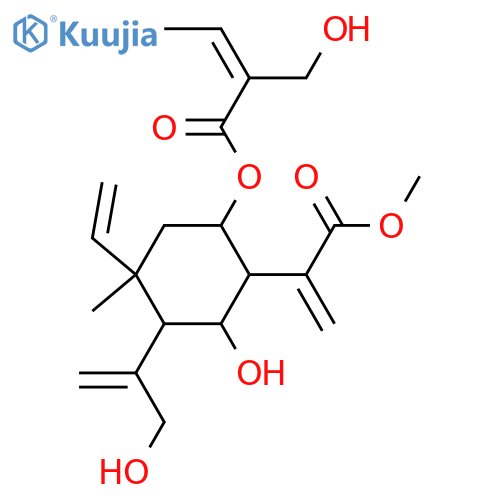 6,8,15-Trihydroxy-1,3,11(13)-elematrien-12-oic acid; (6α,8α)-form, 8-O-(2-Hydroxymethyl-2E-butenoyl), Me ester structure