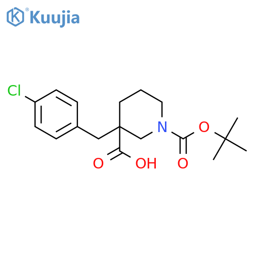 1-(tert-Butoxycarbonyl)-3-(4-chlorobenzyl)-3-piperidinecarboxylic acid structure