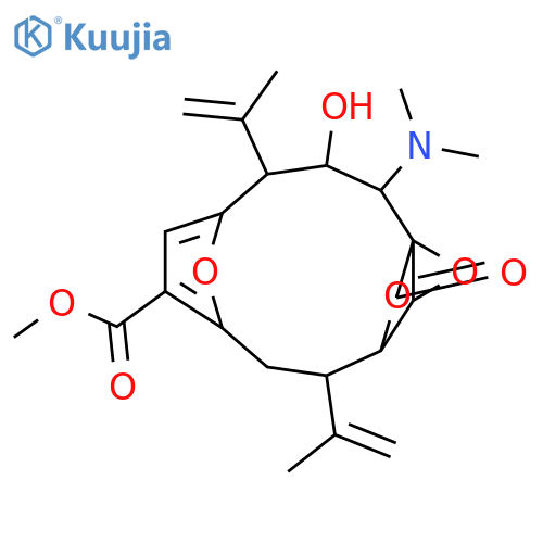 13,15,16-Trioxatetracyclo[9.2.2.15,8.01,12]hexadeca-5,7-diene-7-carboxylic acid, 2-(dimethylamino)-3-hydroxy-4,10-bis(1-methylethenyl)-14-oxo-, methyl ester, (1R,2R,3R,4S,10S,11S,12R)-rel-(+)- (9CI) structure