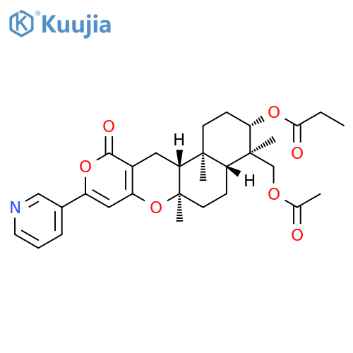 2H,11H-Naphtho[2,1-b]pyrano[3,4-e]pyran-11-one, 4-[(acetyloxy)methyl]-1,3,4,4a,5,6,6a,12,12a,12b-decahydro-4,6a,12b-trimethyl-3-(1-oxopropoxy)-9-(3-pyridinyl)-, (3S,4R,4aR,6aR,12aR,12bS)- (9CI) structure
