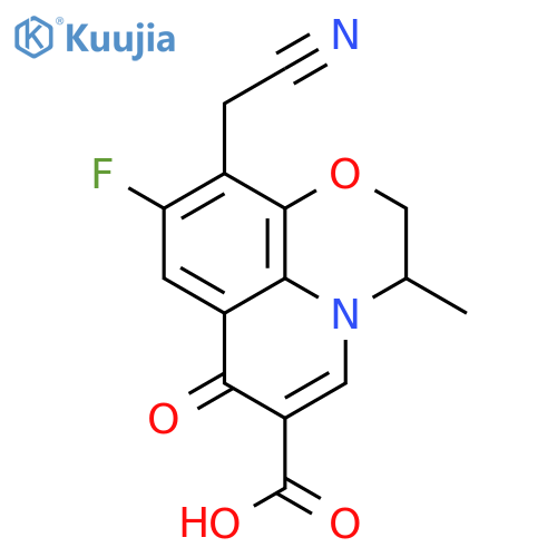 (S)-10-(Cyanomethyl)-9-fluoro-3-methyl-7-oxo-3,7-dihydro-2H-[1,4]oxazino[2,3,4-ij]quinoline-6-carboxylic acid structure