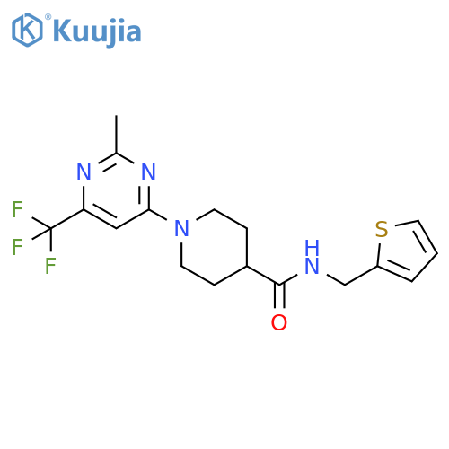1-[2-methyl-6-(trifluoromethyl)pyrimidin-4-yl]-N-[(thiophen-2-yl)methyl]piperidine-4-carboxamide structure