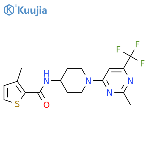 3-methyl-N-{1-[2-methyl-6-(trifluoromethyl)pyrimidin-4-yl]piperidin-4-yl}thiophene-2-carboxamide structure